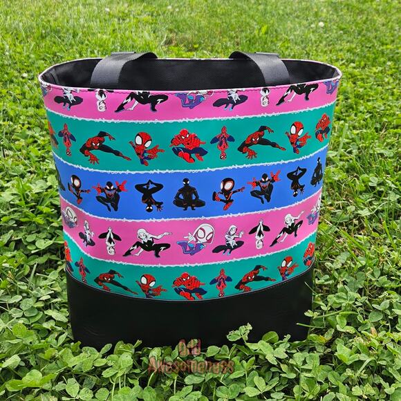 Cartoon Spider Animation Tote Bag Purse Vinyl Grocery Shopping Shoulder Tuesday - Picture 9 of 10